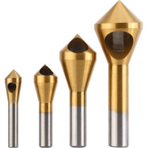 Juego 4 brocas cónicas biselar desbarbar madera aluminio plástico
