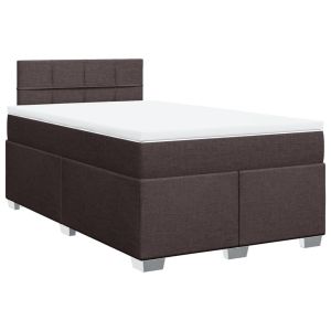 vidaXL cama box spring con colchón tela marrón oscuro 120x200 cm