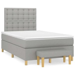 vidaXL cama box spring con colchón tela gris claro 120x190 cm