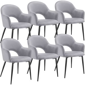 6 sillas de comedor aspecto terciopelo 57 x 61,5 x 87,5 cm gris claro