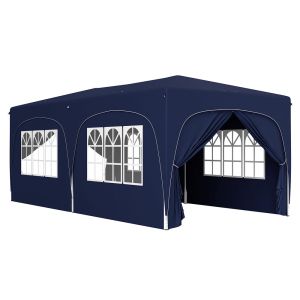 Carpa plegable 597x300x270 cm metal, tela oxford color azul Outsunny