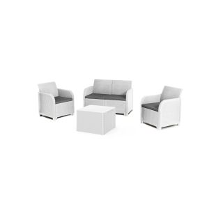 Keter conjunto de jardín sanremo, dos sillones+sofá de 2 plazas+mesa,blanco