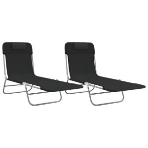 vidaXL tumbonas plegables 2 uds acero y textilene negro