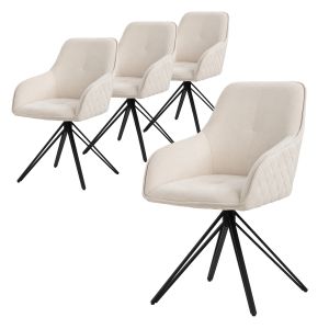4x silla de comedor giratoria crema tela tejida asiento ergonómico