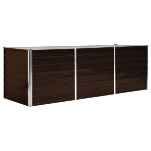 vidaXL arriate de acero galvanizado marrón 240x80x77 cm