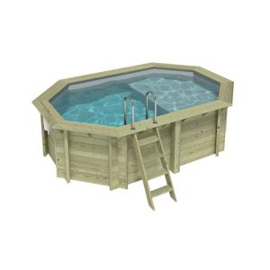 Piscina de madera nemo 4.3x3 – h.1.18 m con playa, gris, - sin solera