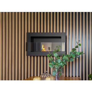 Chimenea bioetanol negra 65x40 cm con cristal