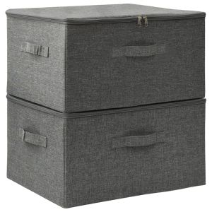 vidaXL cajas de almacenaje 2 unidades tela gris antracita 43x34x23 cm