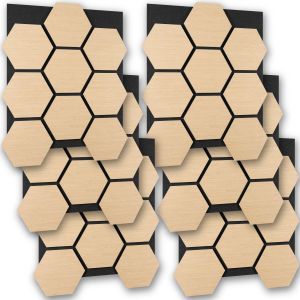 Tectake 6 paneles de pared, mdf, fieltro absorbente, 76x62x1,8 cm, roble
