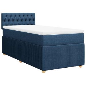 vidaXL cama box spring con colchón tela azul 90x200 cm