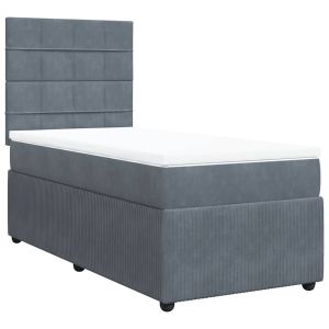 vidaXL cama box spring con colchón terciopelo gris oscuro 90x200 cm