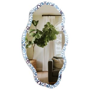 Espejo organico estampado 52x97-45x90 adorno azul tulup