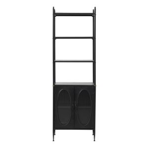 Estanteria con , puertas con cristal de forma oval, 60x39x190cm