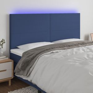 Cabecero con luces LED tela azul 200x5x118/128 cm eso2851