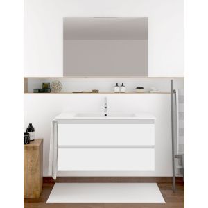 Mueble de baño ibiza con lavabo y espejo 100x45cm blanco