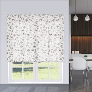 Estor enrollable estampado jazz blanco y marrón 180 x 250cm