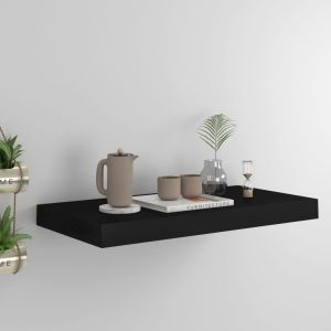 Estante flotante de pared mdf negro 50x23x3,8 cm