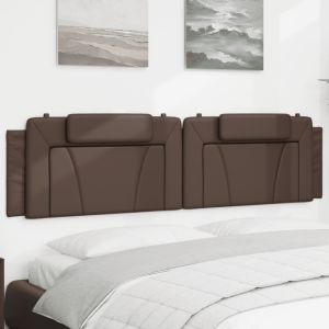 Cabecero de cama acolchado cuero sintético marrón 200 cm eerf2597