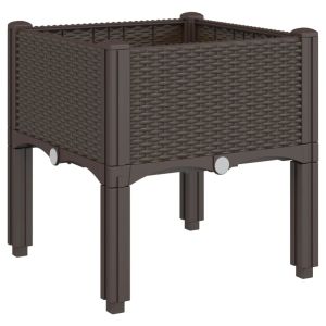 vidaXL jardinera con patas pp marrón 40x40x42 cm