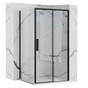 Rea cabina de ducha esquinera rapid slide black 160x80, 160x80x195 cm