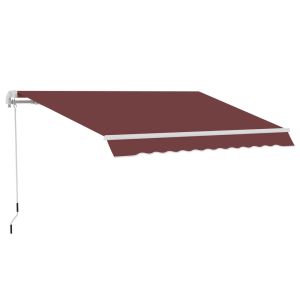 Toldo manual retráctil 350x250x148 cm aluminio, poliéster color rojo