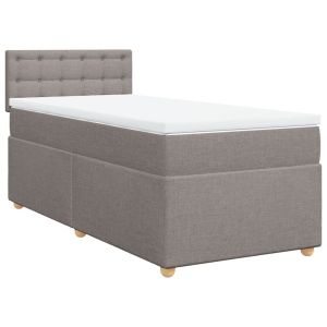 vidaXL cama box spring con colchón tela gris taupe 90x200 cm