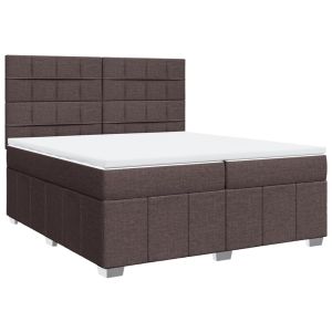 vidaXL cama box spring con colchón tela marrón oscuro 200x200 cm