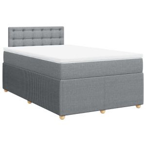 vidaXL cama box spring con colchón tela gris claro 120x200 cm