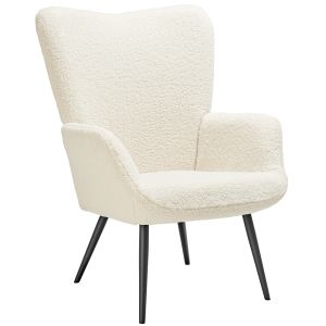 Tectake sillon tapizado boucle, patas acero lacado, bouclé crema/negro
