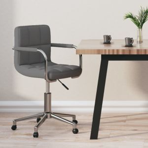 vidaXL silla de oficina giratoria de tela gris claro