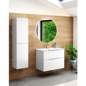 Mueble de baño suspendido con lavabo cerámico | 90 cm blanco