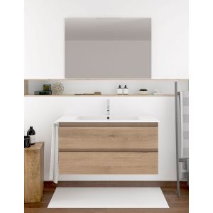 Mueble de baño ibiza con lavabo dos senos y espejo 120x45cm estepa