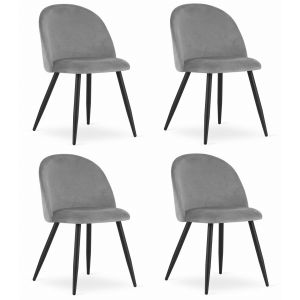 Silla valora bello, terciopelo gris claro, diseño moderno (x4)