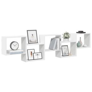 Estante cubo de pared 5 compartimentos madera ingeniería blanco