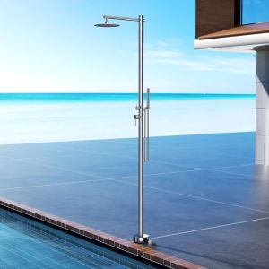 Imex - ducha piscina exterior acero s.316 agua fría y caliente cromada