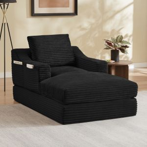 Sillón pana negro convertible en cama doble capa