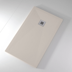 Plato de ducha pizarra onda crema  70x70 cm rejilla acero inox.