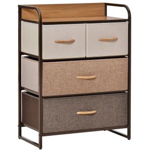 Cómoda de tela 58x29x78.5 cm lino, metal multicolor Homcom