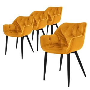 4x sillas de terciopelo grueso amarillo mostaza asiento ergonómico