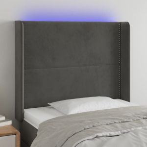 Cabecero con LED de terciopelo gris oscuro 93x16x118/128 cm eso9748