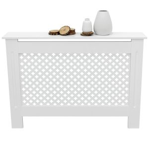 Cubierta para radiador 112x19x82cm mdf blanco diseño de nido de abejas