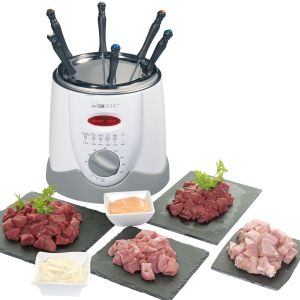 Freidora fondue, 1 l, 6 tenedores fondue, ter clatronic frr 2916 blanco/gri