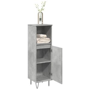 Armario de baño madera contrachapada gris hormigón 30x30x100 cm esb4066