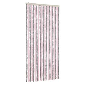vidaXL cortina antimoscas chenilla gris plateado y rosa 90x200 cm