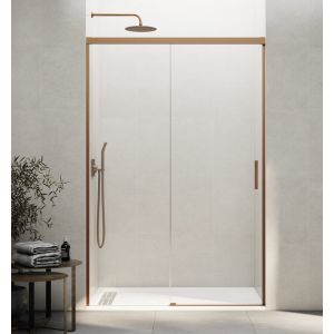 Mampara frontal basic fijo + corredera transparente cobre 150 cm