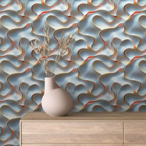 Papel pintado 3d olas gris y piel 60cm por 250cm