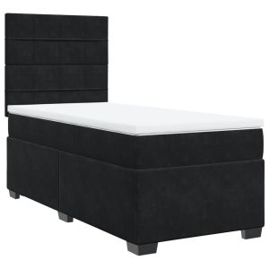 vidaXL cama box spring con colchón terciopelo negro 90x200 cm