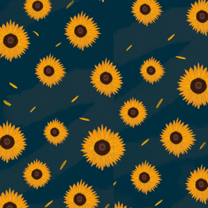 Papel pintado floral girasoles azul 58cm ancho por 350cm alto