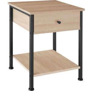 Mesilla de noche 40x40x55,5cm, madera industrial clara, roble sonoma