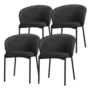 4x sillas de comedor antracita con revestimiento de tela y respaldo
